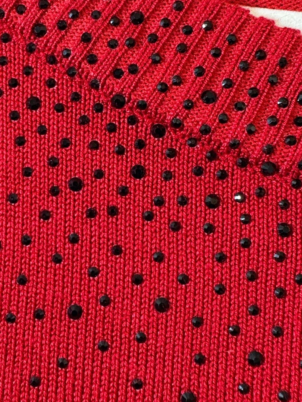 Cable & Gauge sweater women's 1X red long-sleeve black embellishments pullover - Picture 9 of 16
